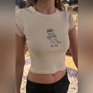 Brandy Melville John Galt Ashlyn Dino Baby Tee Tshirt Crop NWT
